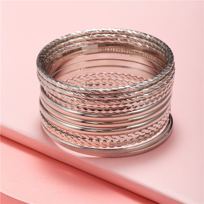 Lot de 12 Bracelets Bohèmes Multi-Rangs - Set Cristaux Géométriques Rock