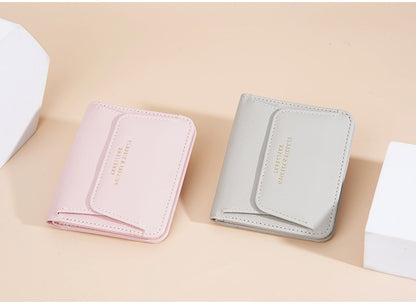 Portefeuille Femme Court Mini Cuir PU Noir - Porte-Carte Porte-Monnaie Multifonction Compact Rouge