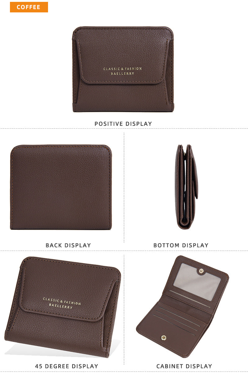 Portefeuille Femme Court Mini Cuir PU Noir - Porte-Carte Porte-Monnaie Multifonction Compact Rouge