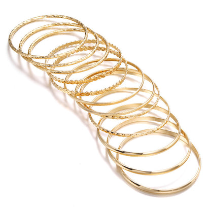 Lot de 12 Bracelets Bohèmes Multi-Rangs - Set Cristaux Géométriques Rock