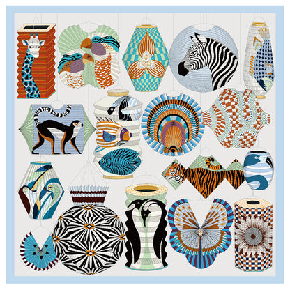 Foulard Carré Soie 90x90cm Imprimé Animaux Femme - Écharpe Châle Design Premium
