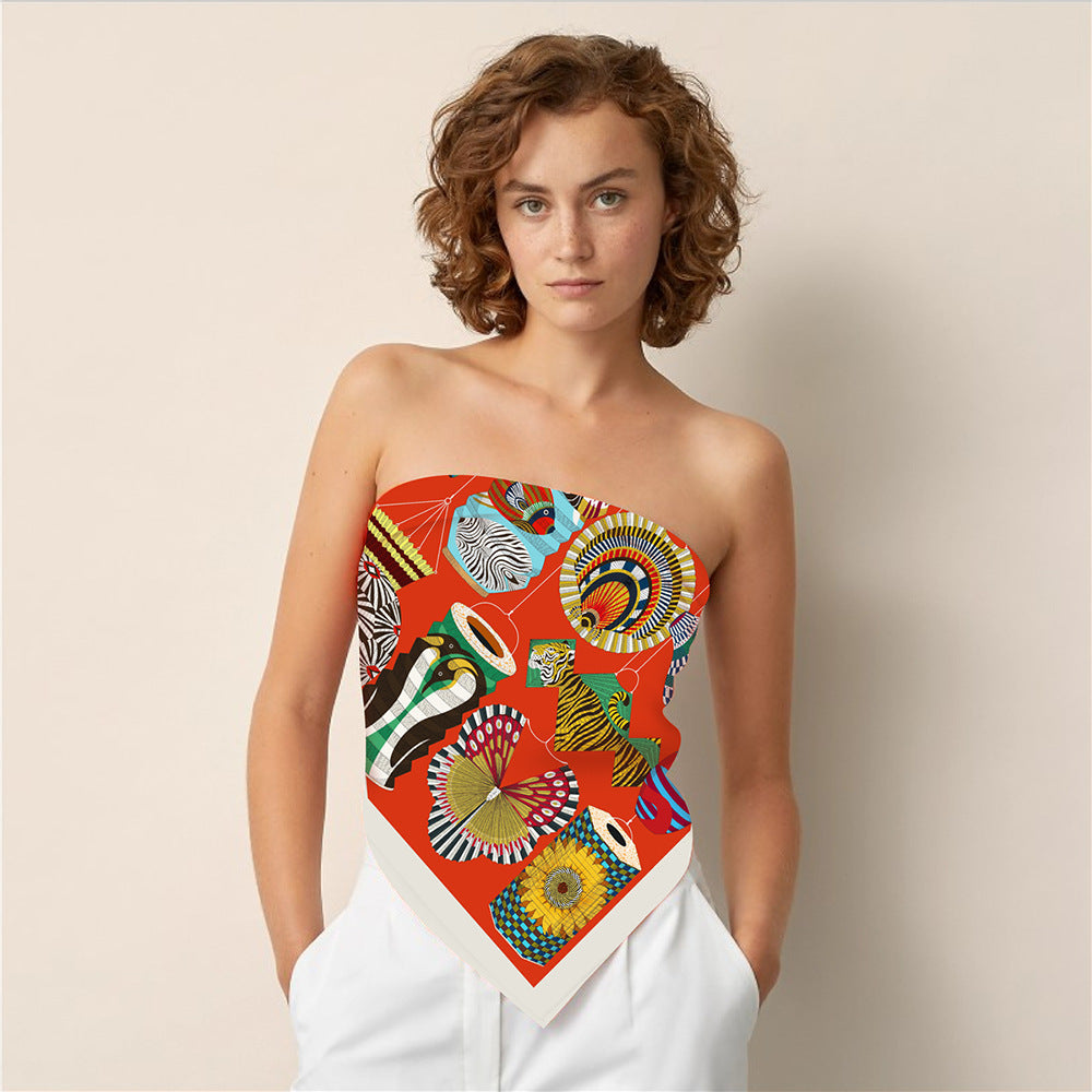 Foulard Carré Soie 90x90cm Imprimé Animaux Femme - Écharpe Châle Design Premium