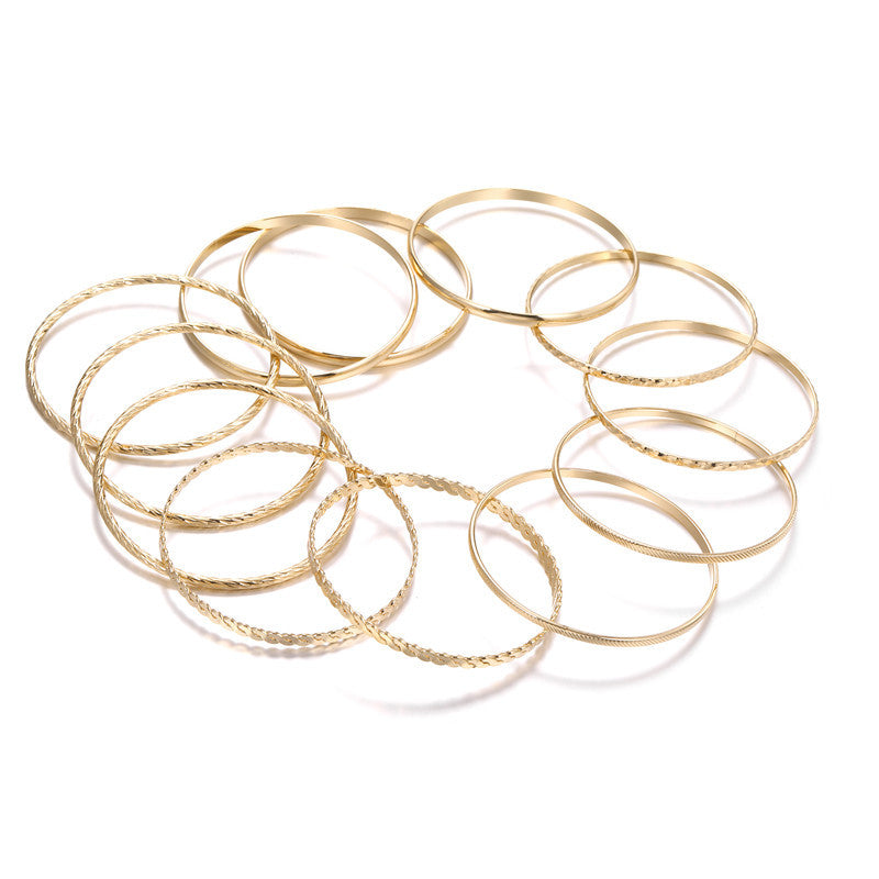 Lot de 12 Bracelets Bohèmes Multi-Rangs - Set Cristaux Géométriques Rock