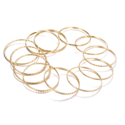 Lot de 12 Bracelets Bohèmes Multi-Rangs - Set Cristaux Géométriques Rock