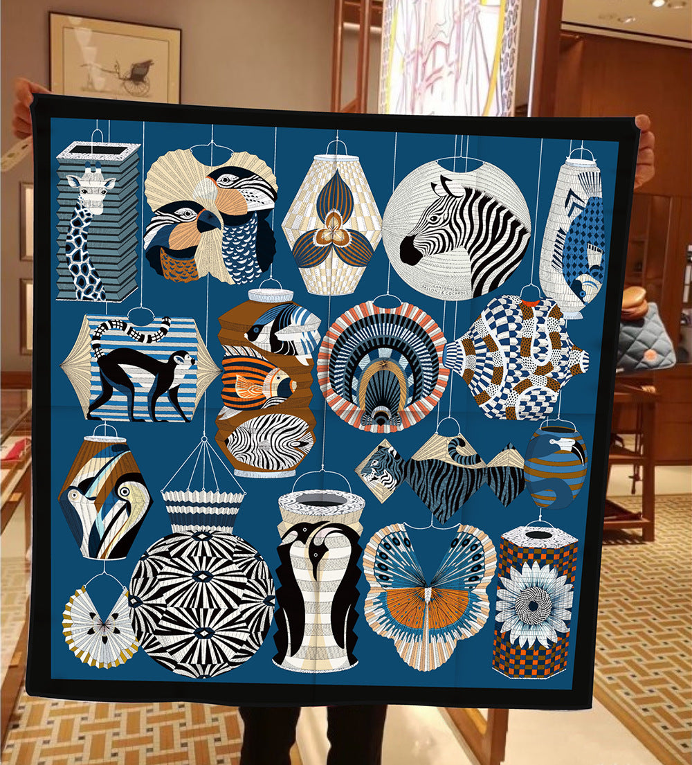 Foulard Carré Soie 90x90cm Imprimé Animaux Femme - Écharpe Châle Design Premium