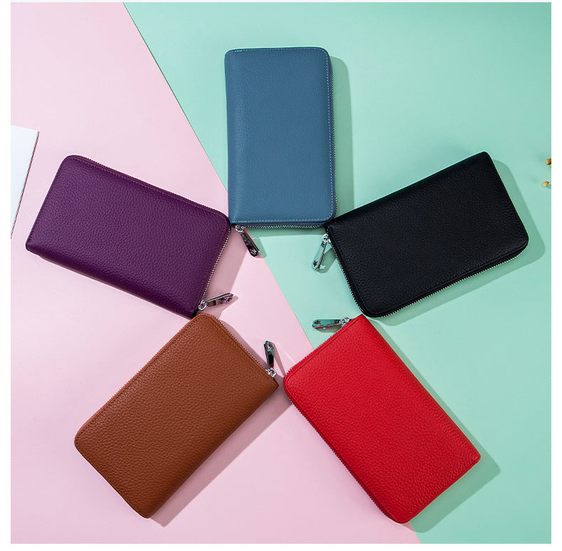 Portefeuille Femme Long Cuir Passeport Organisateur - Porte-Monnaie Clutch Bag Grande Capacité Rose