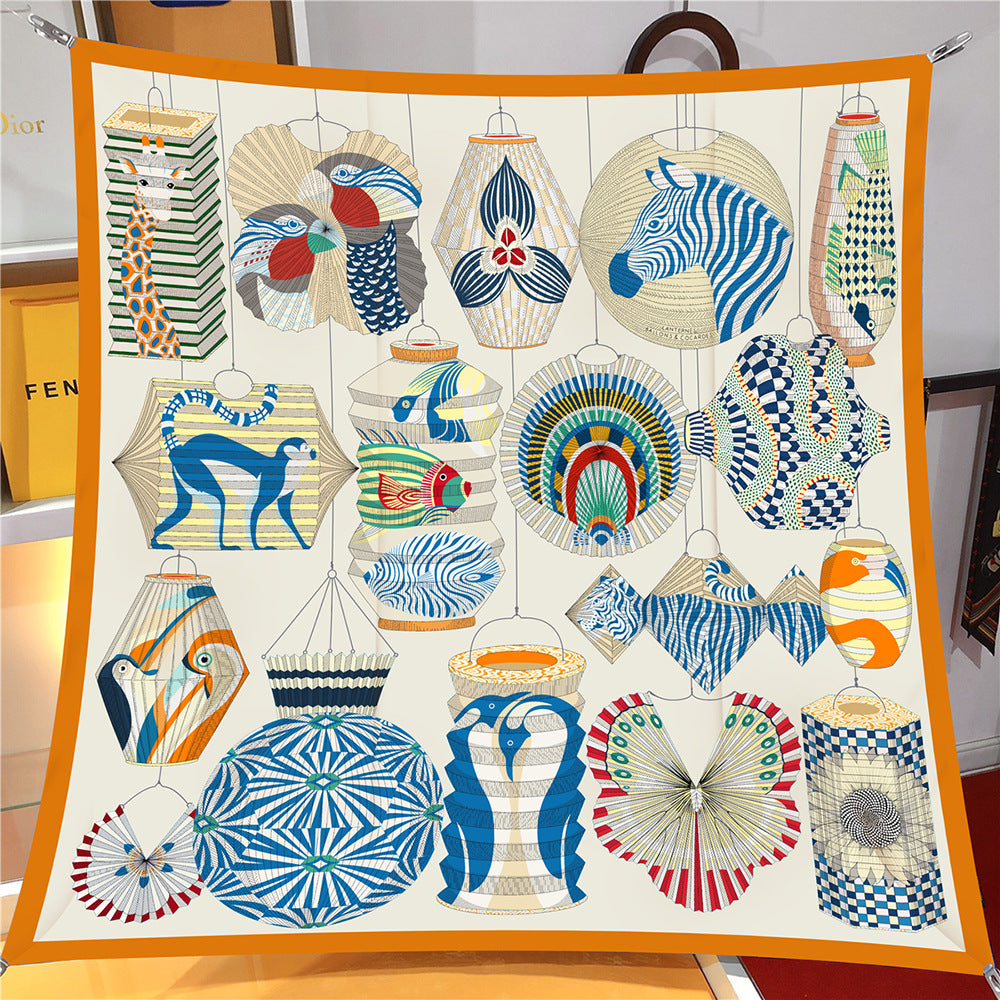 Foulard Carré Soie 90x90cm Imprimé Animaux Femme - Écharpe Châle Design Premium