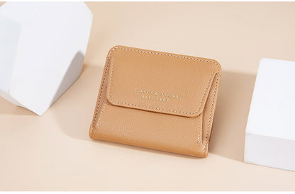 Portefeuille Femme Court Mini Cuir PU Noir - Porte-Carte Porte-Monnaie Multifonction Compact Rouge
