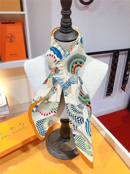 Foulard Carré Soie 90x90cm Imprimé Animaux Femme - Écharpe Châle Design Premium