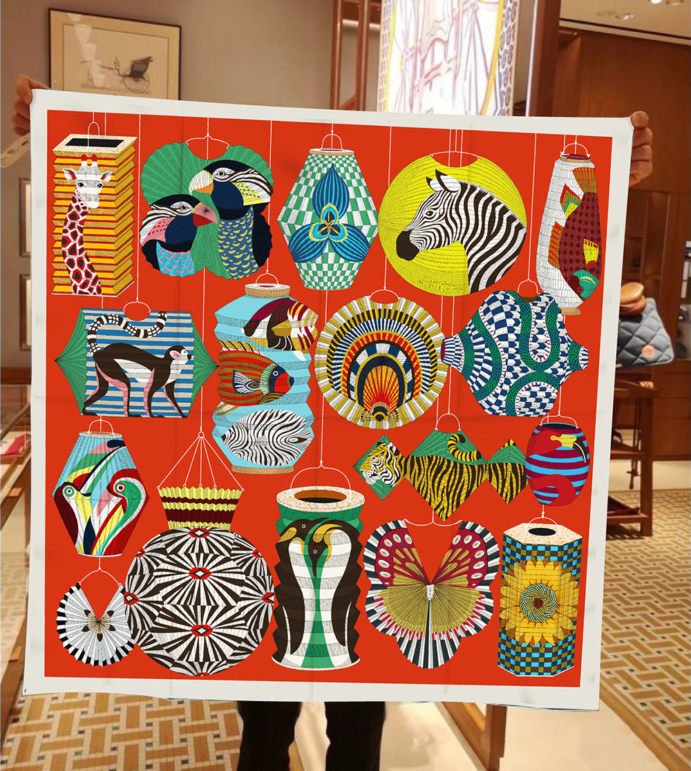 Foulard Carré Soie 90x90cm Imprimé Animaux Femme - Écharpe Châle Design Premium
