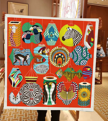Foulard Carré Soie 90x90cm Imprimé Animaux Femme - Écharpe Châle Design Premium