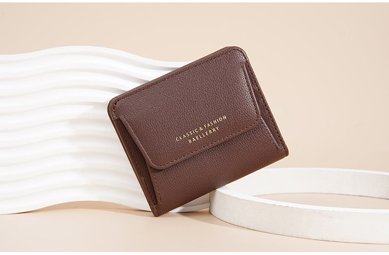 Portefeuille Femme Court Mini Cuir PU Noir - Porte-Carte Porte-Monnaie Multifonction Compact Rouge