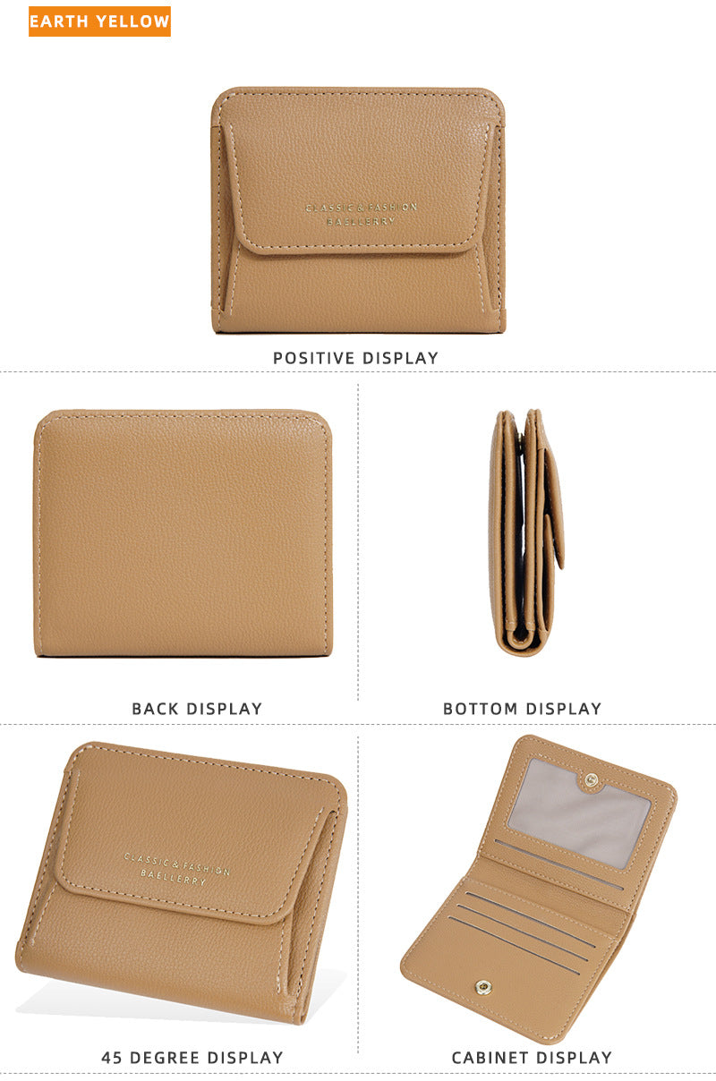 Portefeuille Femme Court Mini Cuir PU Noir - Porte-Carte Porte-Monnaie Multifonction Compact Rouge