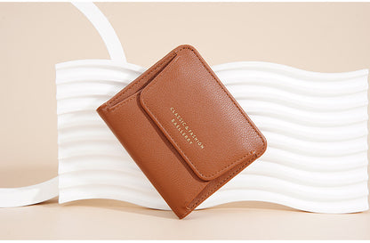Portefeuille Femme Court Mini Cuir PU Noir - Porte-Carte Porte-Monnaie Multifonction Compact Rouge