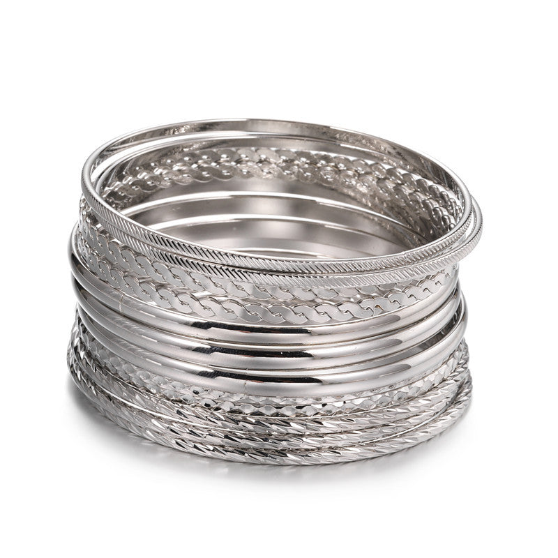 Lot de 12 Bracelets Bohèmes Multi-Rangs - Set Cristaux Géométriques Rock