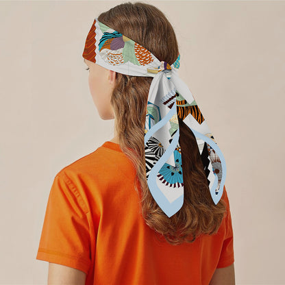 Foulard Carré Soie 90x90cm Imprimé Animaux Femme - Écharpe Châle Design Premium