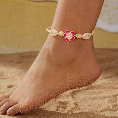 Ensemble Bijoux Fleurs Tressées Bohème Grande Fleur – Collier Boucles Rose Rouge Bleu Plage Femme