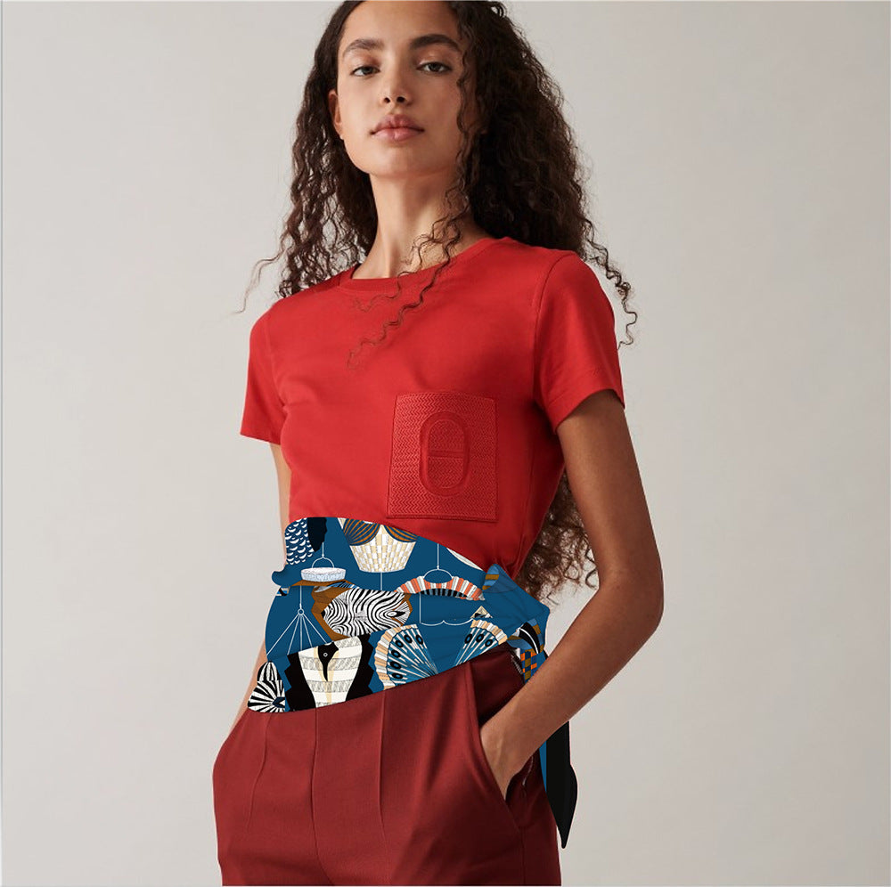 Foulard Carré Soie 90x90cm Imprimé Animaux Femme - Écharpe Châle Design Premium