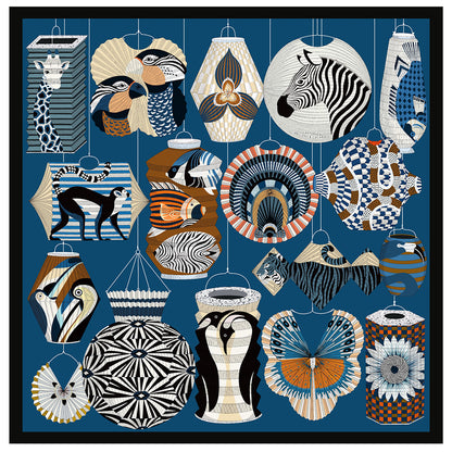 Foulard Carré Soie 90x90cm Imprimé Animaux Femme - Écharpe Châle Design Premium