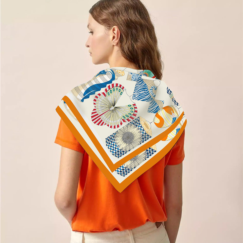 Foulard Carré Soie 90x90cm Imprimé Animaux Femme - Écharpe Châle Design Premium