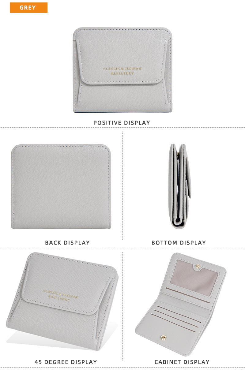Portefeuille Femme Court Mini Cuir PU Noir - Porte-Carte Porte-Monnaie Multifonction Compact Rouge