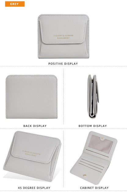 Portefeuille Femme Court Mini Cuir PU Noir - Porte-Carte Porte-Monnaie Multifonction Compact Rouge