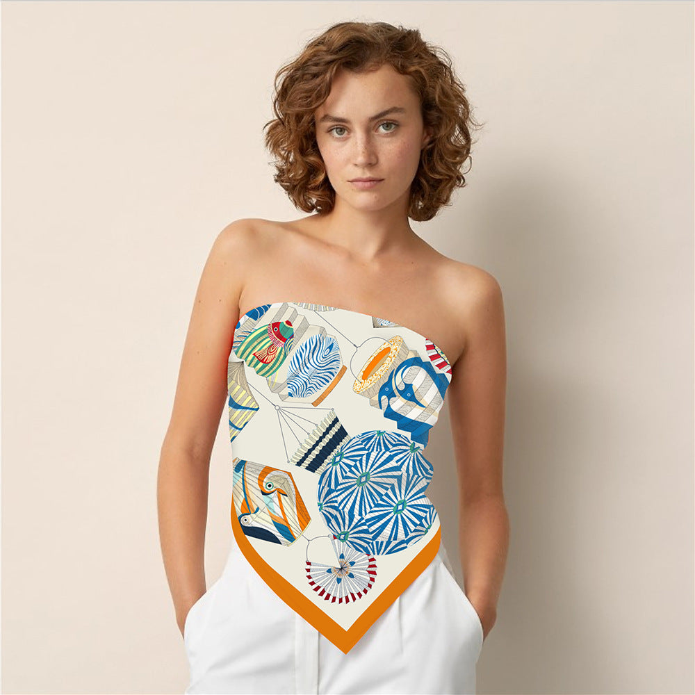Foulard Carré Soie 90x90cm Imprimé Animaux Femme - Écharpe Châle Design Premium
