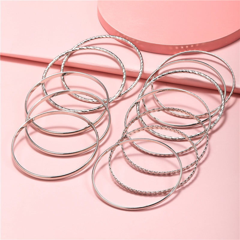 Lot de 12 Bracelets Bohèmes Multi-Rangs - Set Cristaux Géométriques Rock