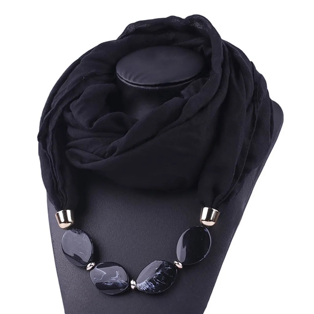 Foulard Collier Ethnique Coton Lin - Accessoire Mode Pendentif Doux