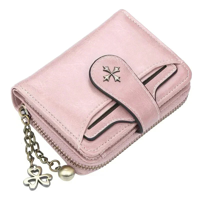 Portefeuille Femme Court Cuir PU Noir - Porte-Monnaie Hasp avec Porte-Cartes et Compartiment Pièces