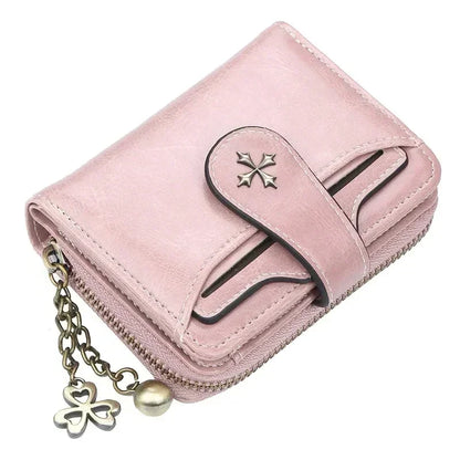 Portefeuille Femme Court Cuir PU Noir - Porte-Monnaie Hasp avec Porte-Cartes et Compartiment Pièces