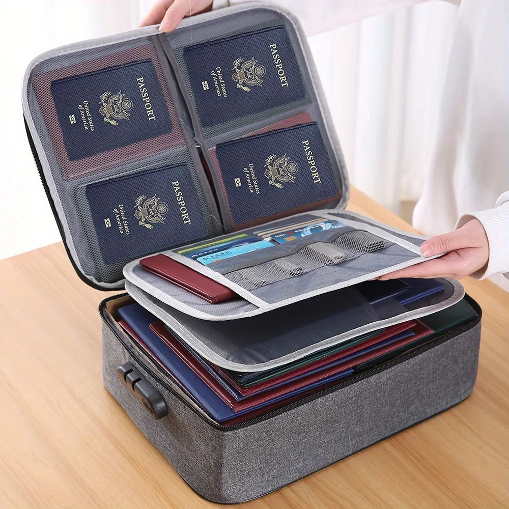 Organisateur de Documents Portable en Oxford – 2 ou 3 Couches, Cadenas en Option