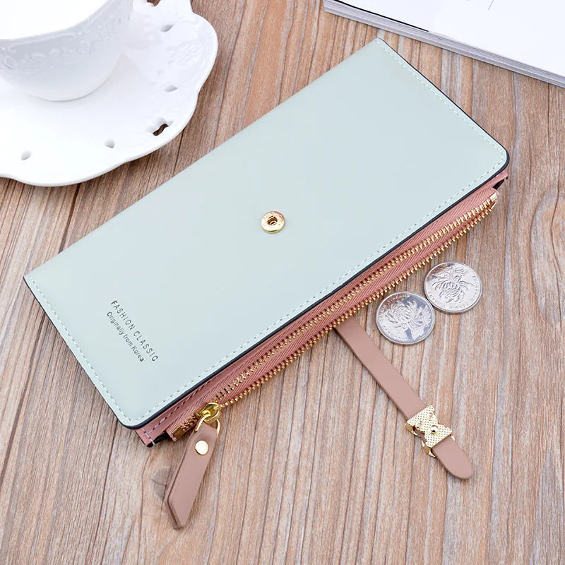Portefeuille Femme Long Cuir Luxe Slim - Porte-Carte Crédit Clutch Élégant Tendance