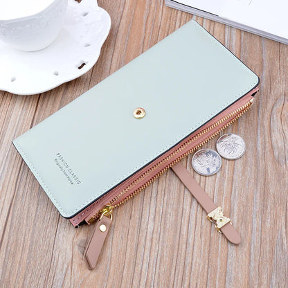 Portefeuille Femme Long Cuir Luxe Slim - Porte-Carte Crédit Clutch Élégant Tendance