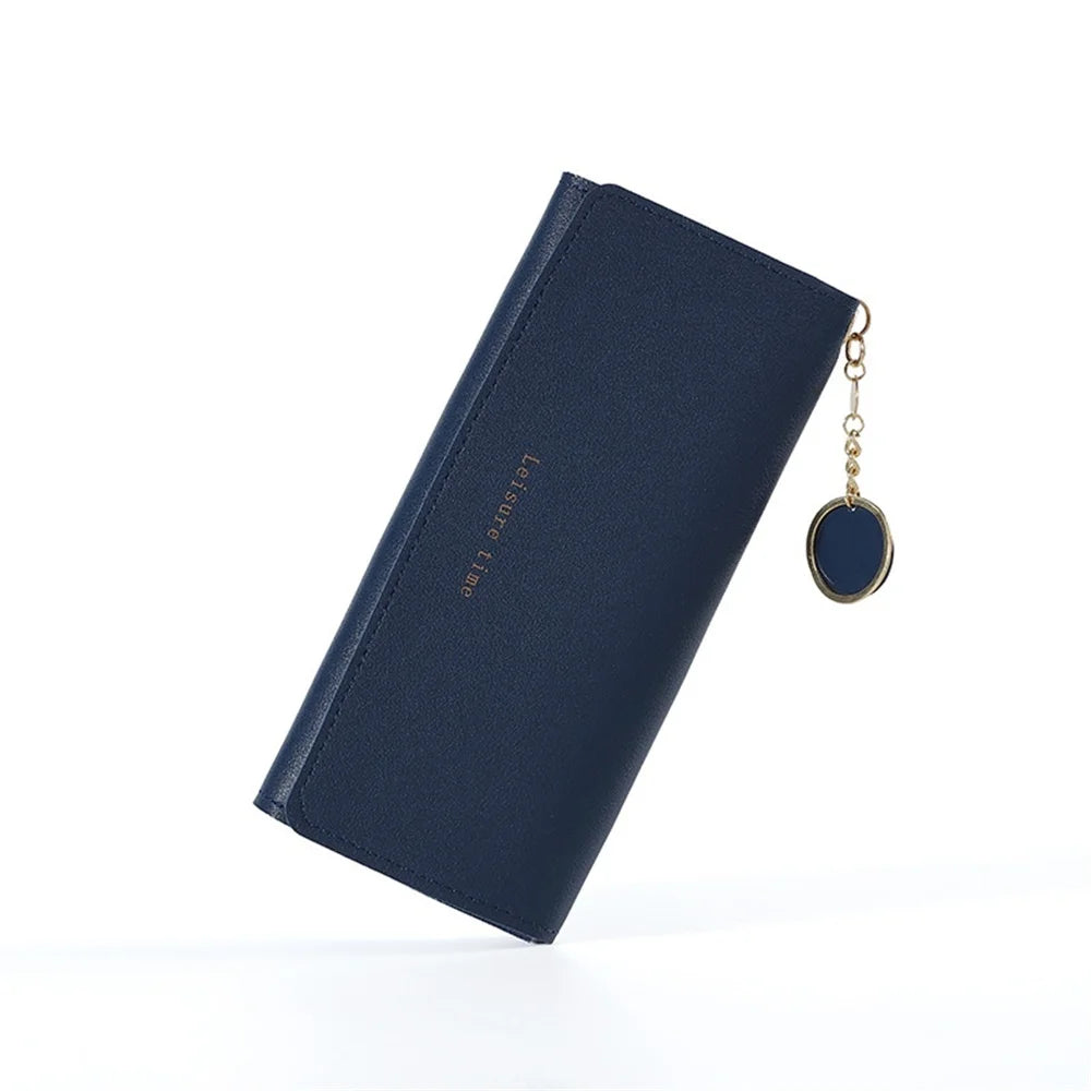 Portefeuille Long Femme Tri-Fold Cuir PU - Clutch Multi-Fonctions Porte-Cartes