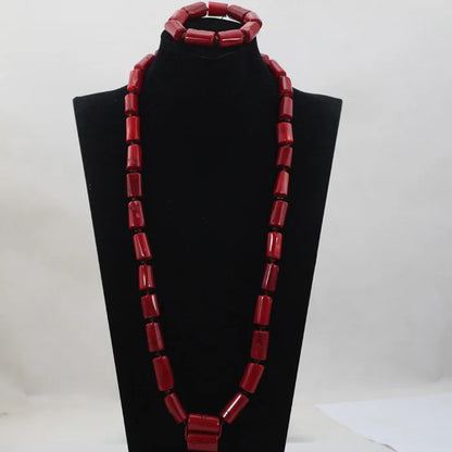 Ensemble Bijoux Perles Corail Naturel – Parure Marié Africain Orange