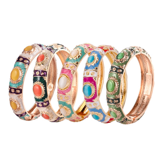 Bracelet Jonc Émail Cloisonné - Design Bohème Hawaï Inde Afrique