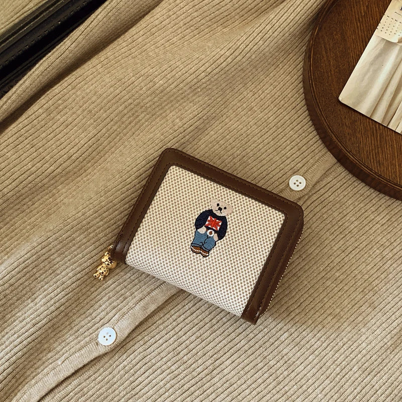 Portefeuille Femme Long Zippé Grande Capacité - Porte-Monnaie Bifold avec Dragonne Porte-Carte Designer Luxe