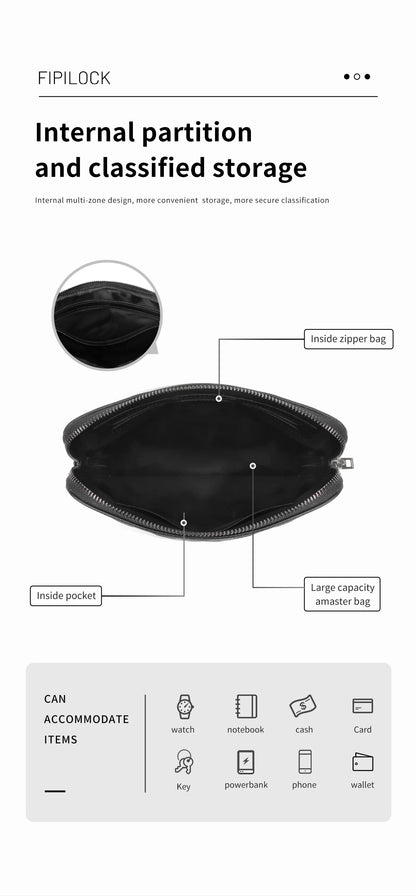 Portefeuille Sécurisé Serrure Empreinte Digitale - Clutch Anti-Vol Homme Femme Technologie Biométrique