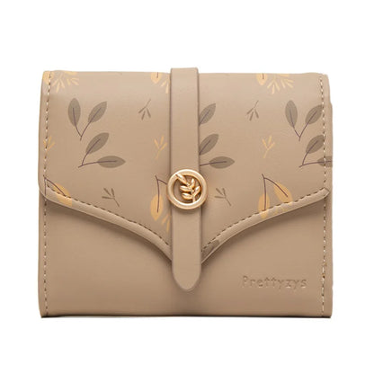Portefeuille Femme Trifold Imprimé Floral - Pochette avec Fermoir et Porte-Cartes