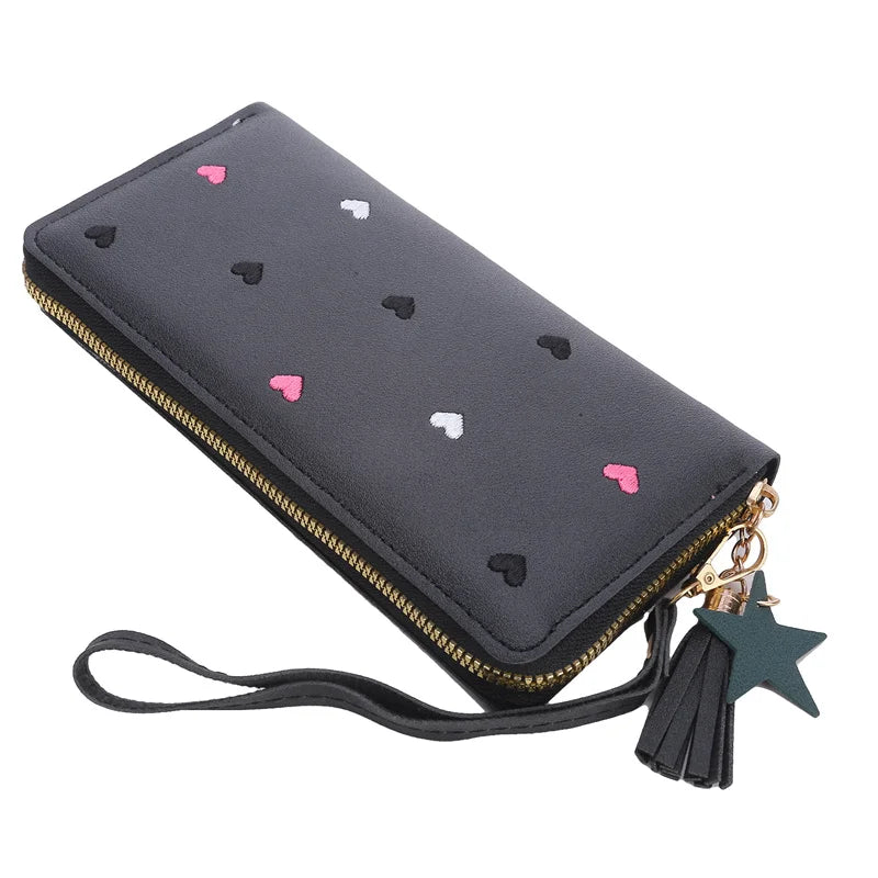 Portefeuille Long Femme Cœur Amour Luxe - Porte-Cartes Téléphone Clutch Fille