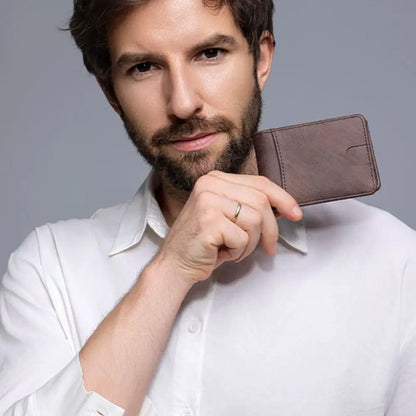 Portefeuille Homme Cuir PU Imperméable - Porte-Carte Compact Pliable Léger pour Voyage et Quotidien