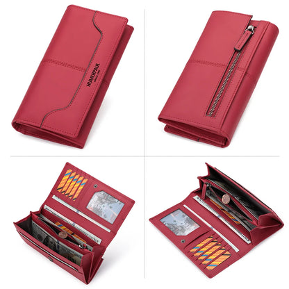 Portefeuille Femme Cuir Véritable Long RFID - Carteras Luxe avec Porte-Monnaie