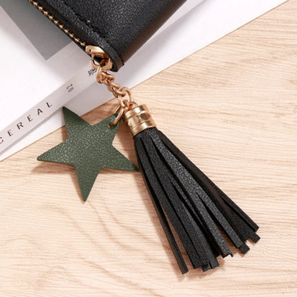 Portefeuille Femme Mini Court Pompon Zippé - Porte-Monnaie Cuir PU Cute Porte-Carte Main Vert