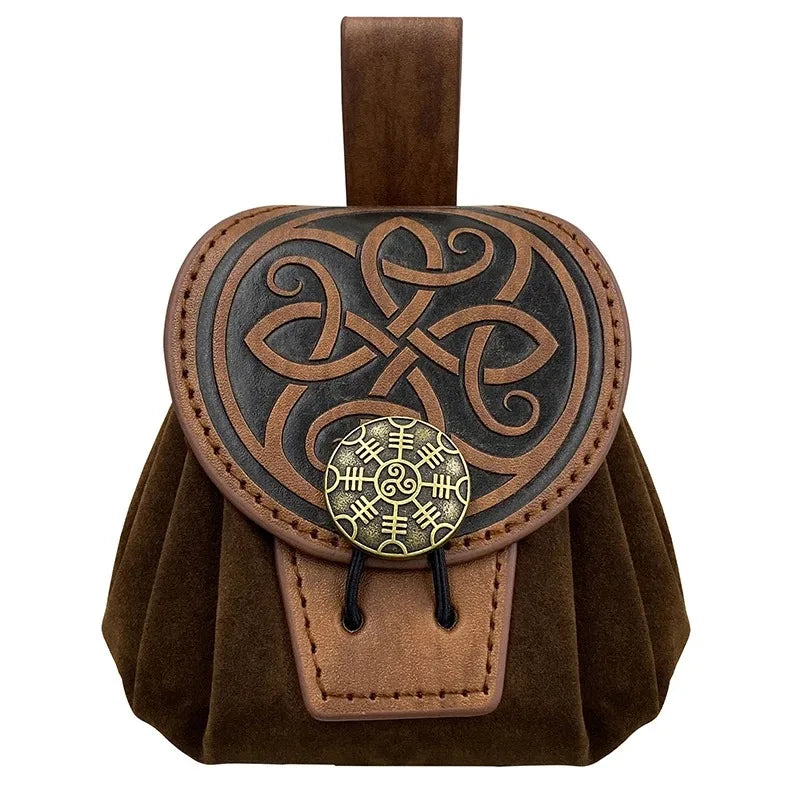 Sacoche Banane Steampunk Homme Cuir PU - Sac Ceinture Médiéval Punk Porte-Monnaie Cosplay Vintage