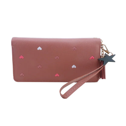 Portefeuille Long Femme Cœur Amour Luxe - Porte-Cartes Téléphone Clutch Fille