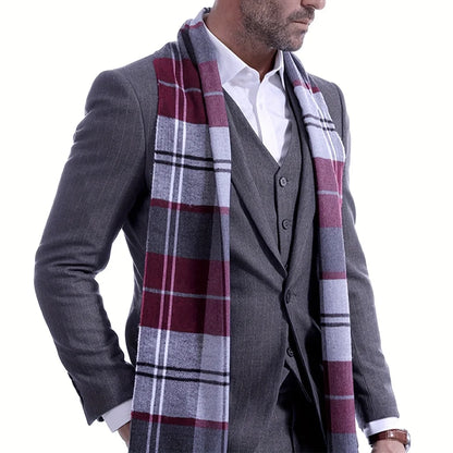 Foulard Écharpe Homme Carreaux Hiver - Châle Doux Cachemire Franges Classique