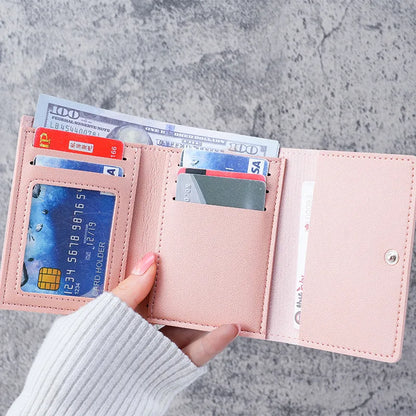 Portefeuille Femme Cartoon Cuir PU - Porte-Cartes Tri-Fold Multi-Emplacements