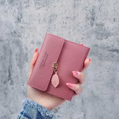 Portefeuille Femme Court Trifold Cuir PU Pompon - Clutch Coin Purse Hasp Luxe Fashion Tendance Violet