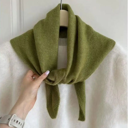 Foulard Triangle Laine 100% Coréen Femme - Écharpe Cachemire Longue Chaude Châle Tricotée